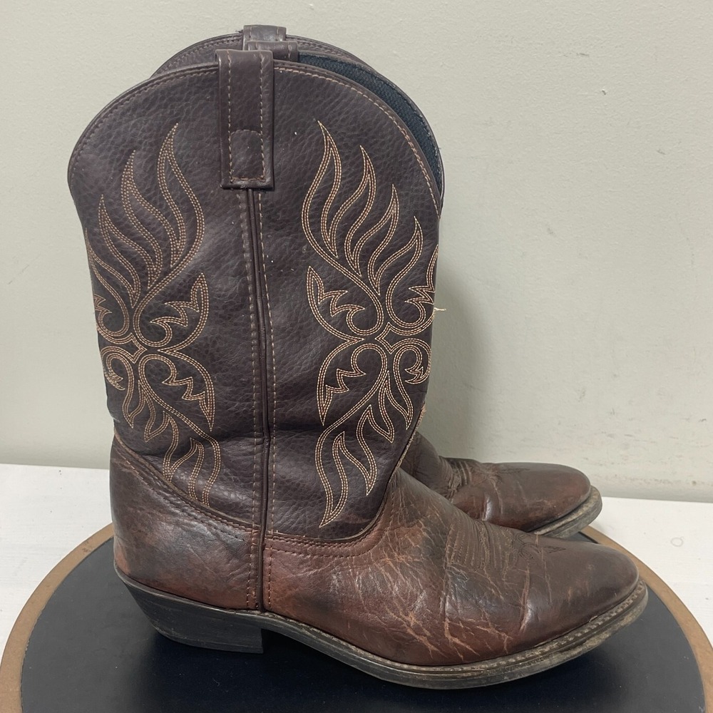 Laredo Western Boots Women Size 11M Brown Leather Embroidered Cowgirl Style 5752